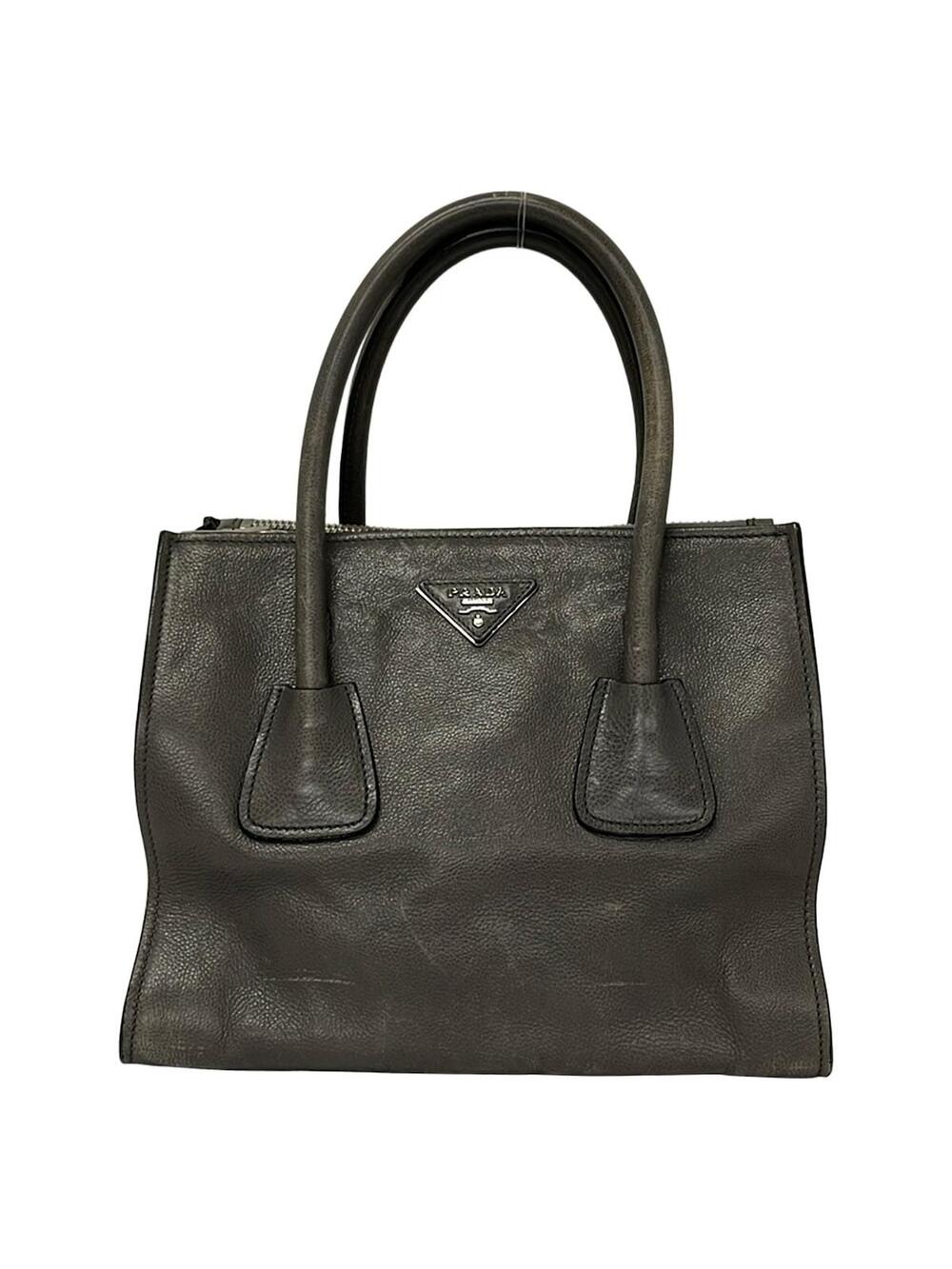 Prada City Sport Dark Gray Leather Tote #372628P67B
